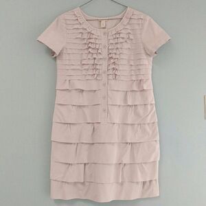 J Crew Blush Carly Ruffled Dress 4 Beige 21494